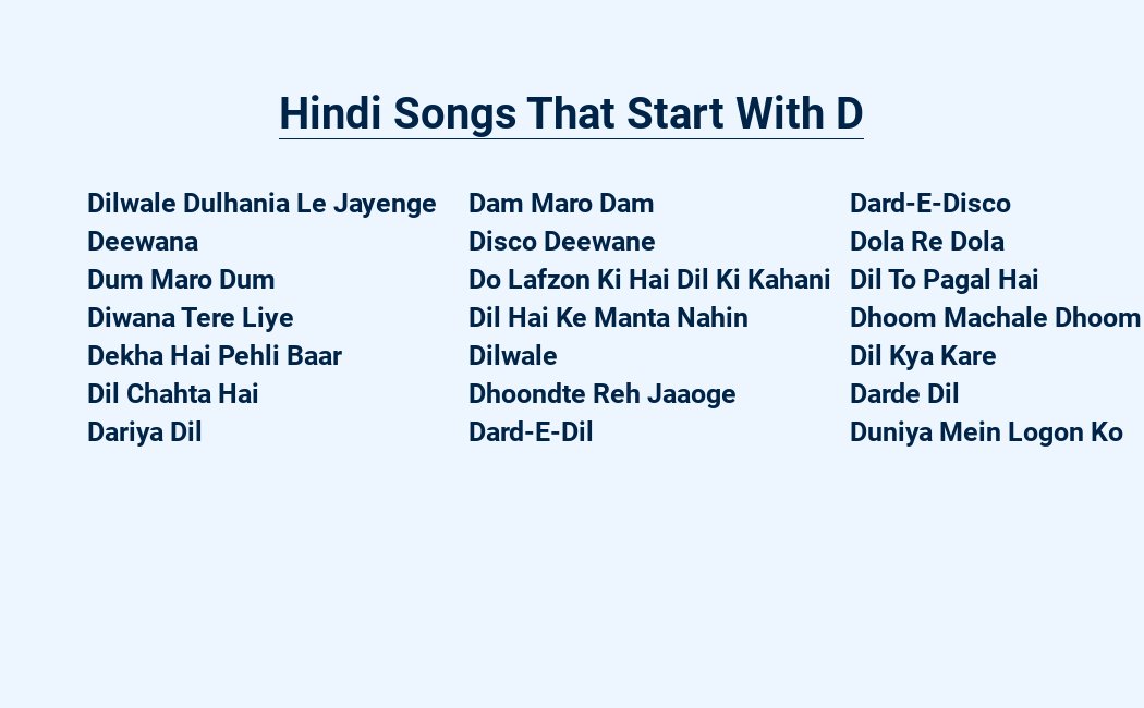 hindi songs that start with d