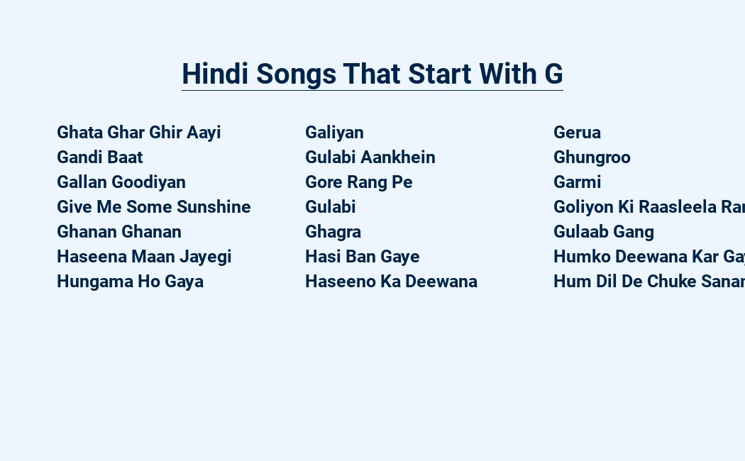 hindi songs that start with g