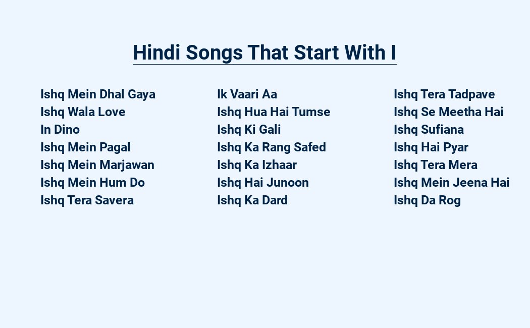 hindi songs that start with i