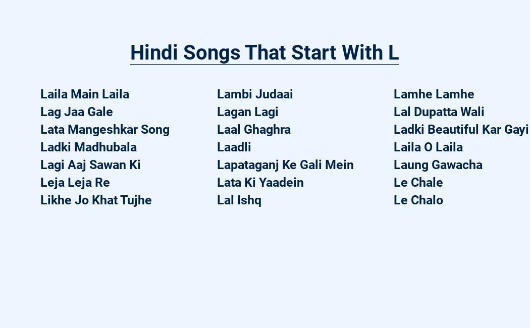 hindi songs that start with l