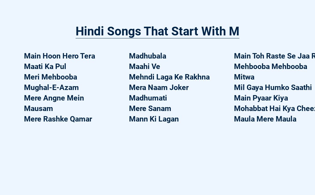 hindi songs that start with m