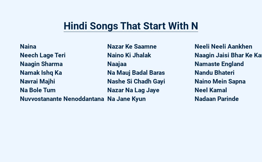 hindi songs that start with n