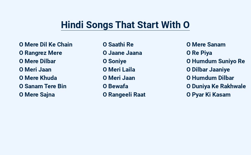 hindi songs that start with o