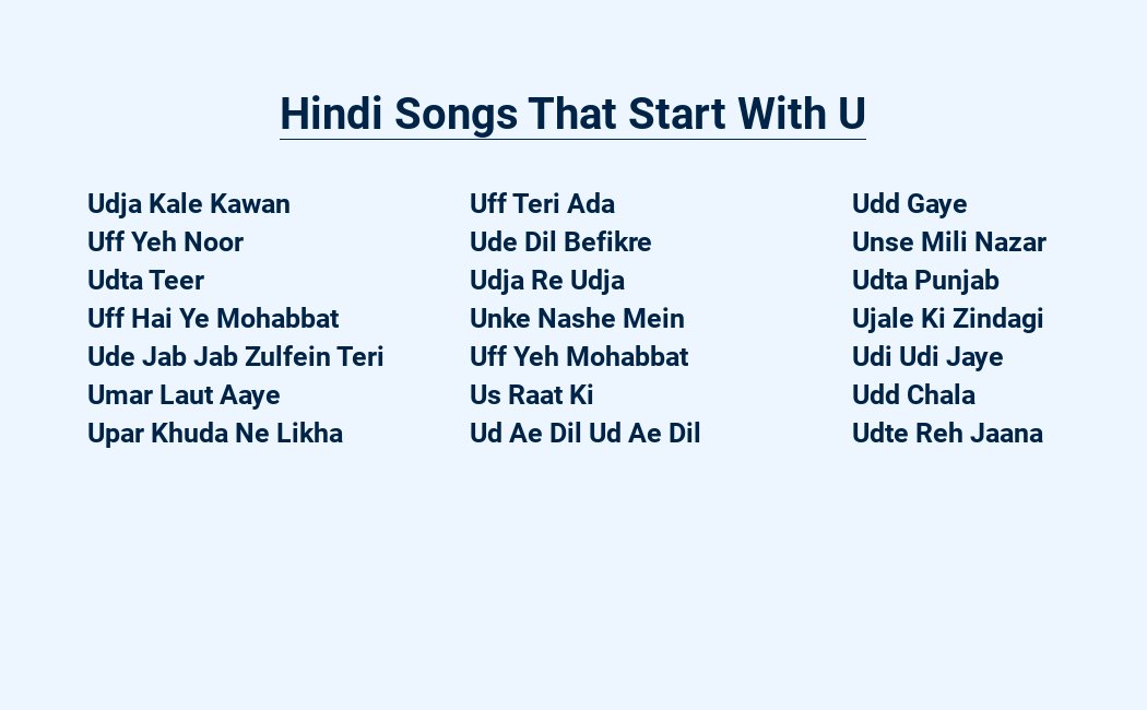 hindi songs that start with u