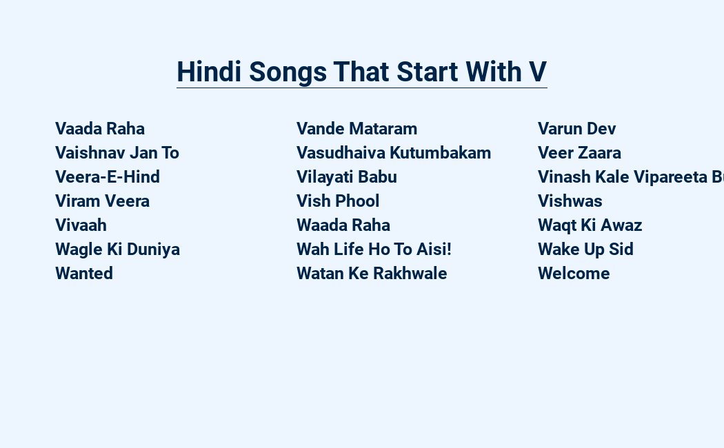 hindi songs that start with v