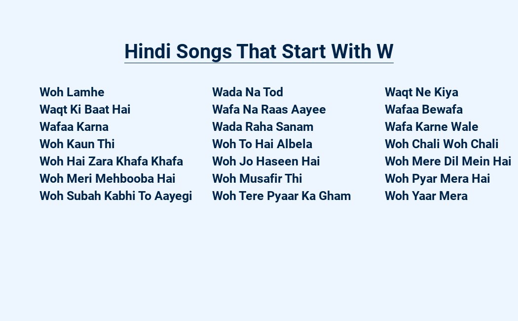 hindi songs that start with w