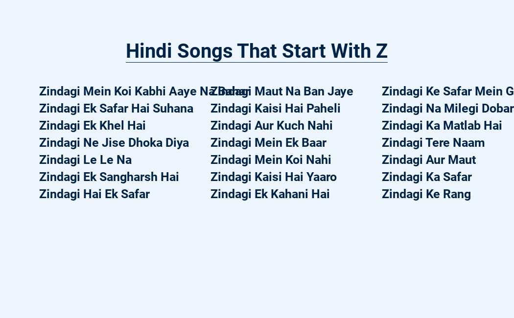 hindi songs that start with z