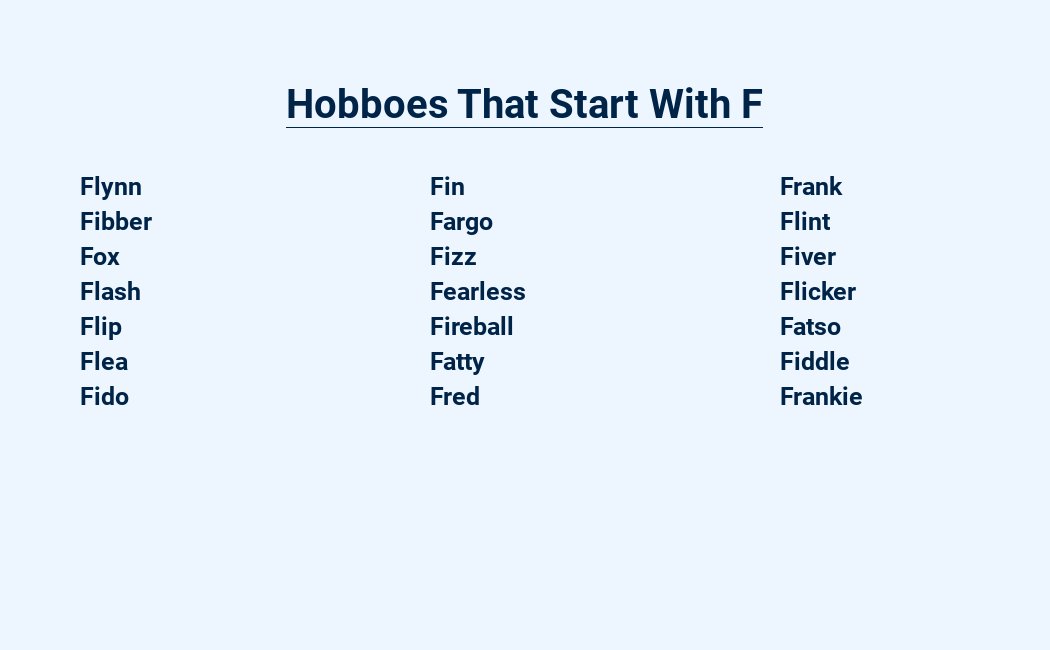 hobboes that start with f