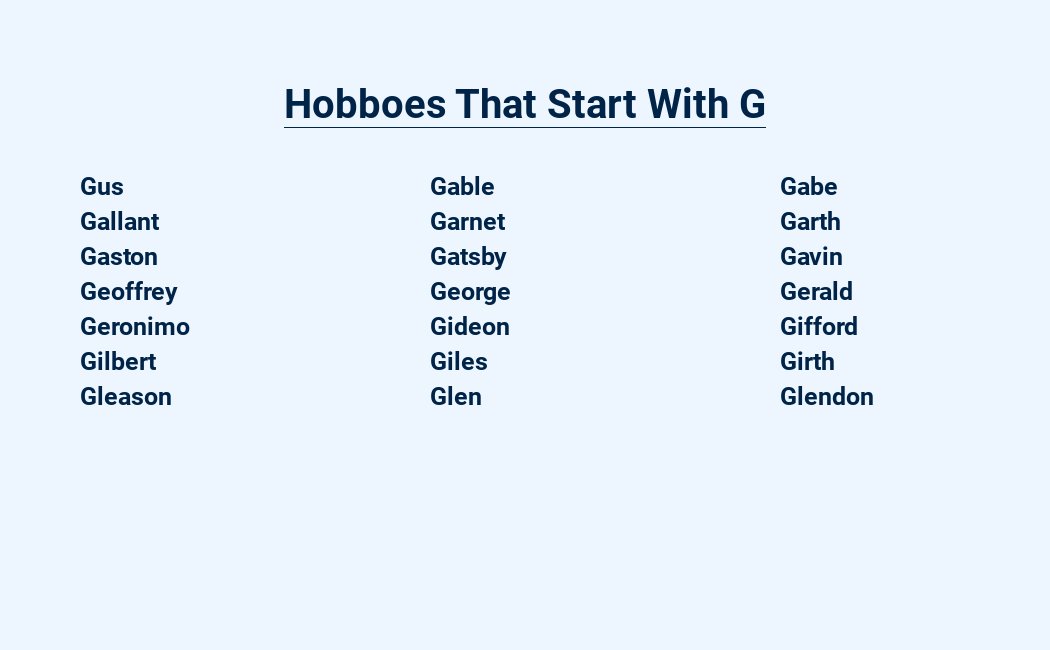 Hobboes That Start With G