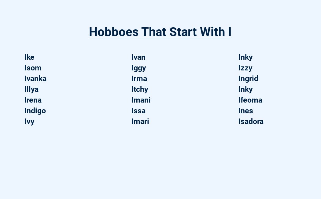 Hobboes That Start With I