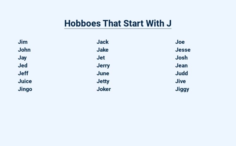 Read more about the article Hobboes That Start With J – The Joyful Jamboree of Names