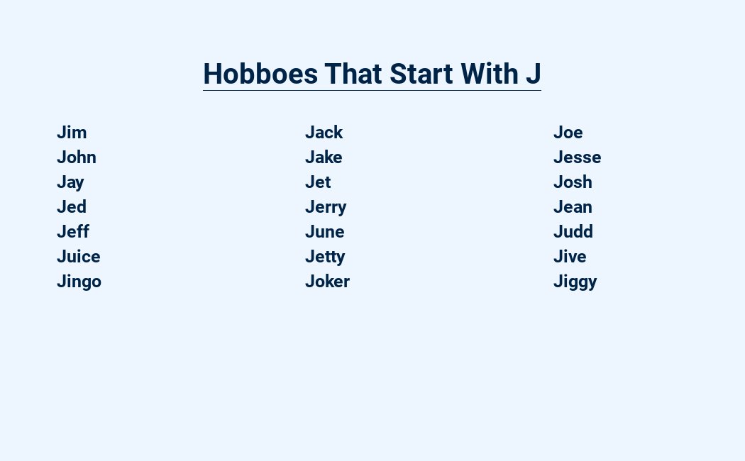 hobboes that start with j