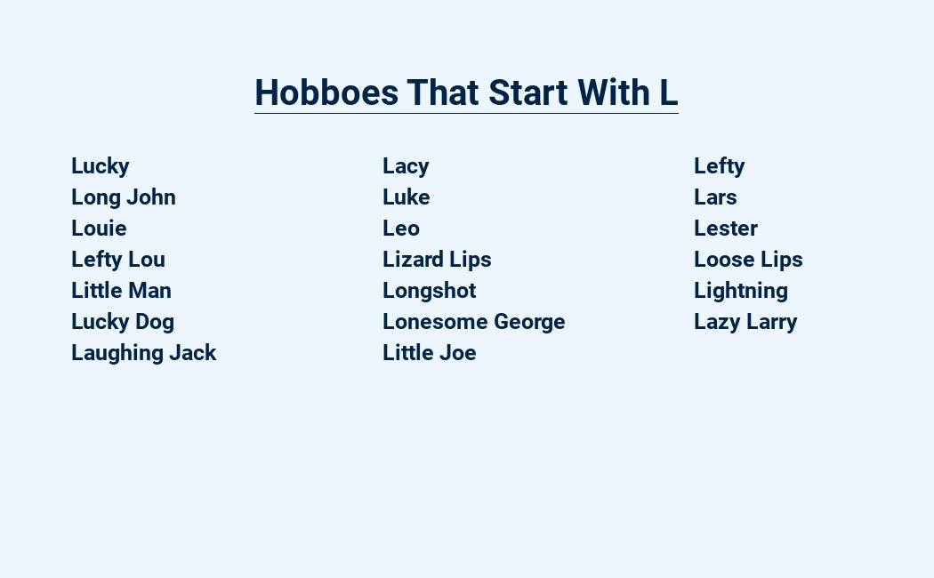 hobboes that start with l