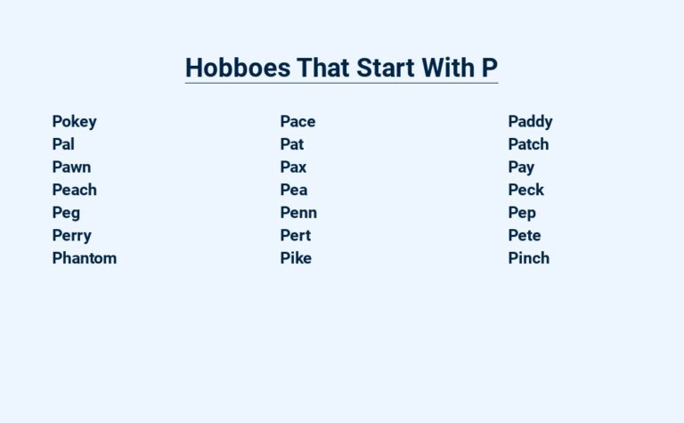 Read more about the article Hobboes That Start With P – Unique and Quirky Names