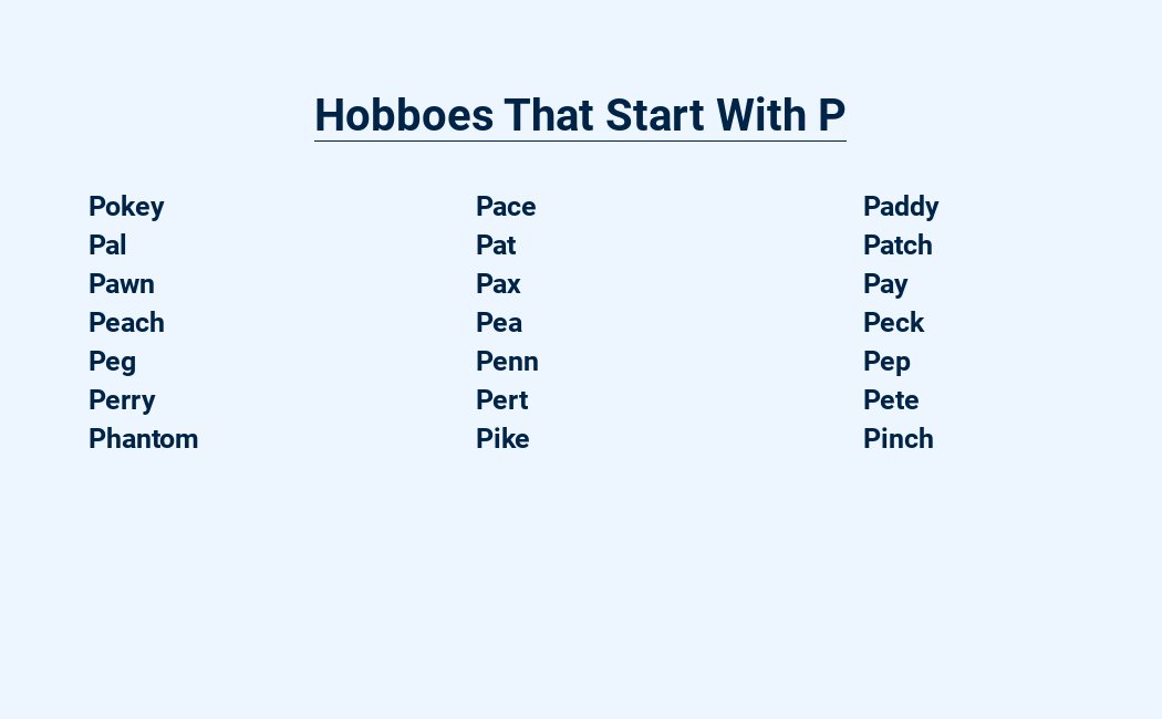 hobboes that start with p