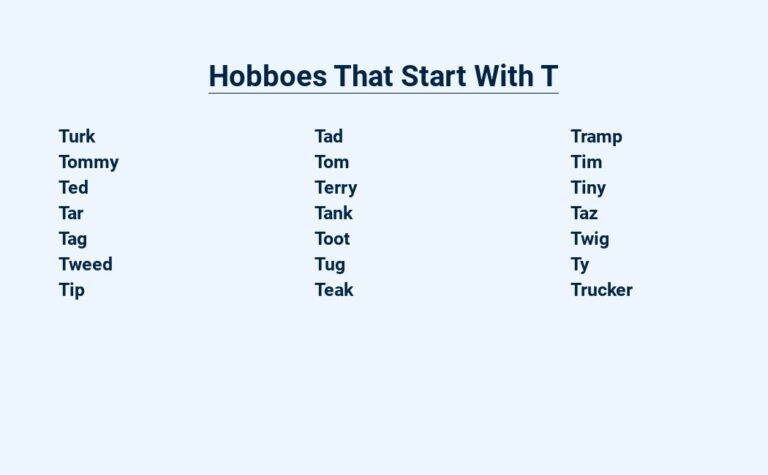 Read more about the article Hobboes That Start With T – Terrific and Unique