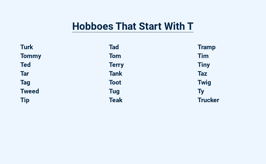 hobboes that start with t