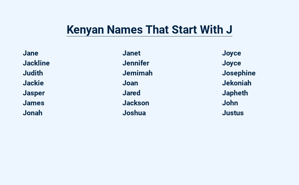 kenyan names that start with j