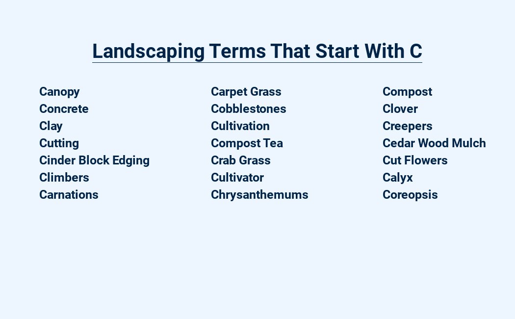 landscaping terms that start with c