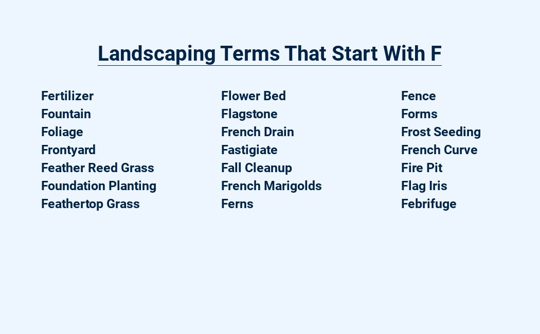 landscaping terms that start with f