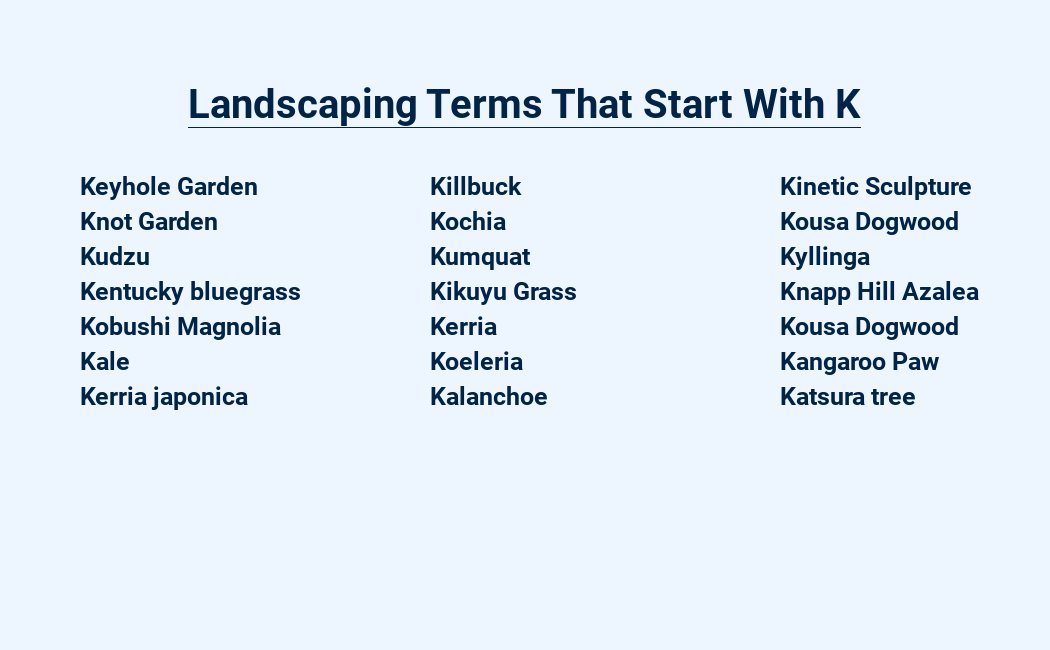 landscaping terms that start with k