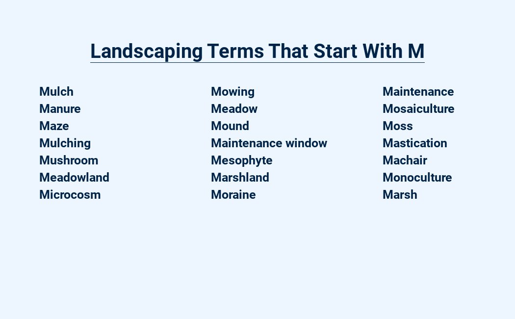 landscaping terms that start with m