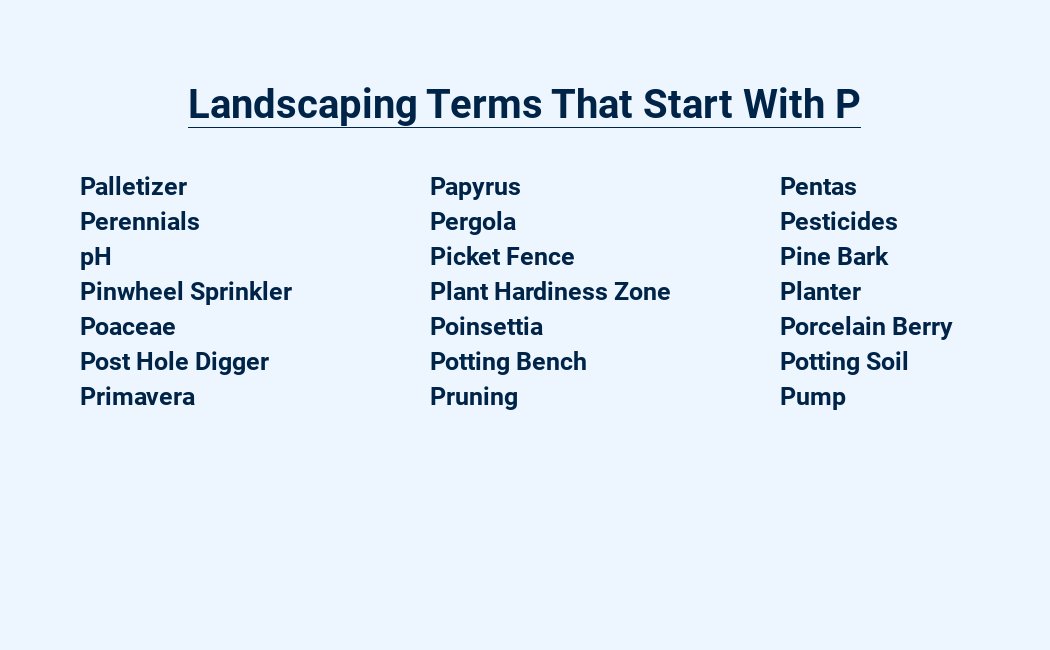 landscaping terms that start with p