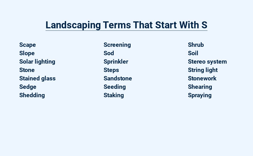 landscaping terms that start with s