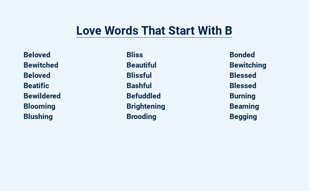 love words that start with b