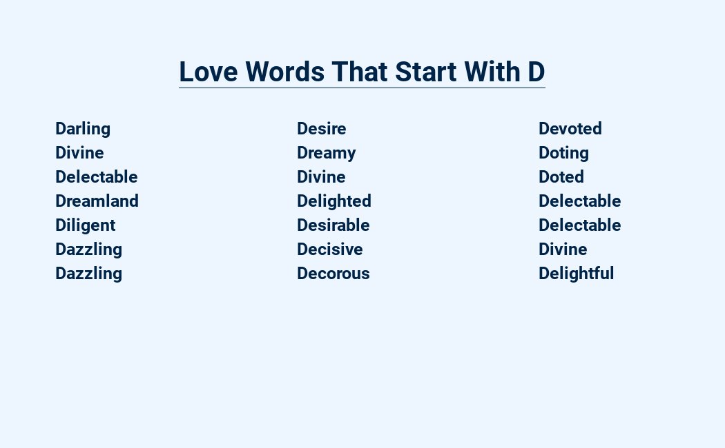 love words that start with d