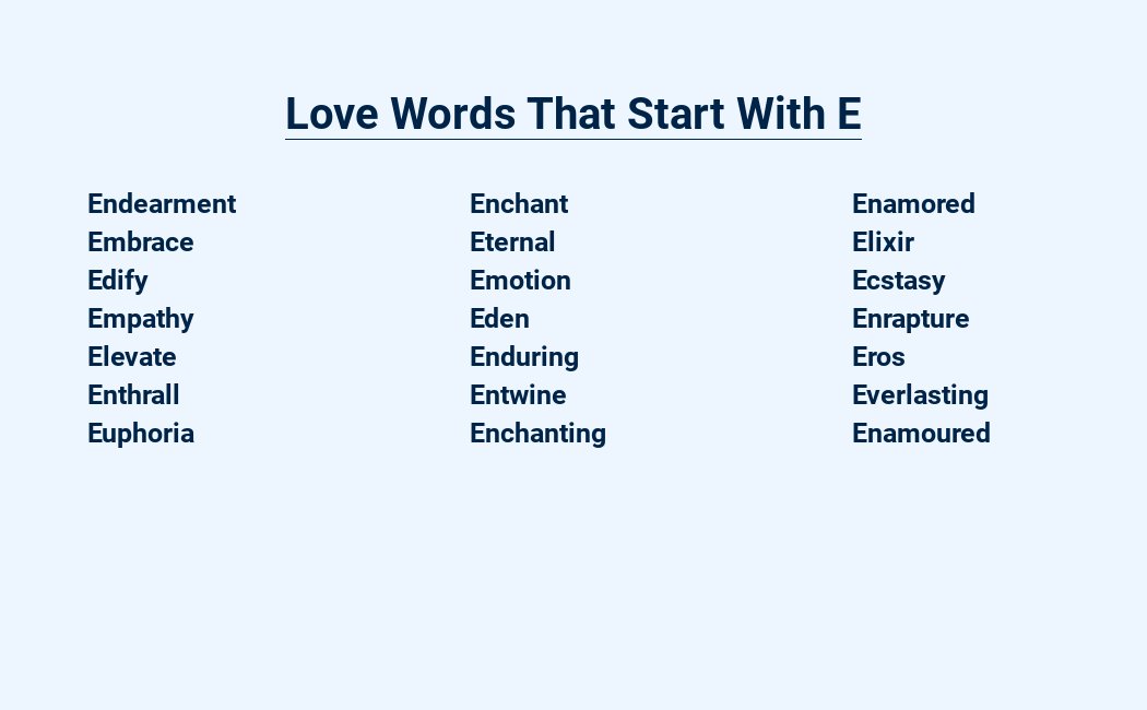 love words that start with e