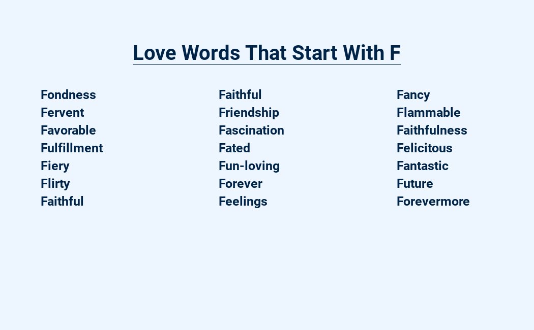 love words that start with f