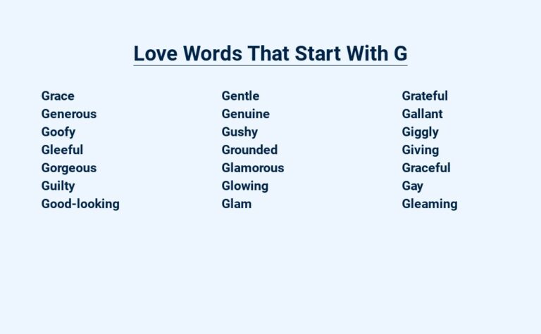 Read more about the article Love Words That Start With G – Gems of Affection