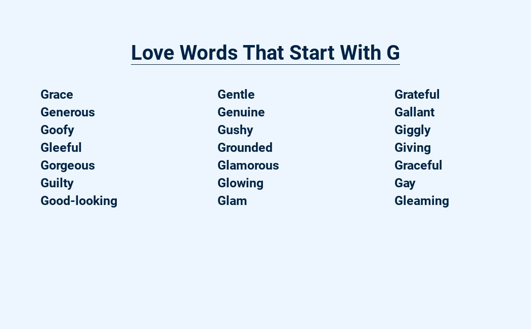 love words that start with g