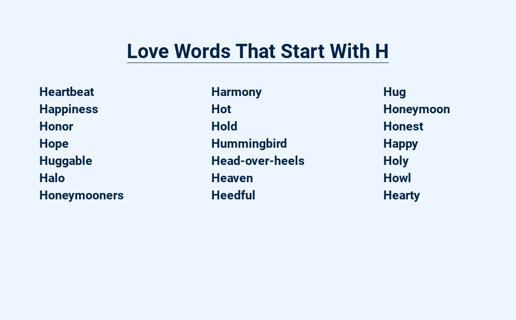 love words that start with h