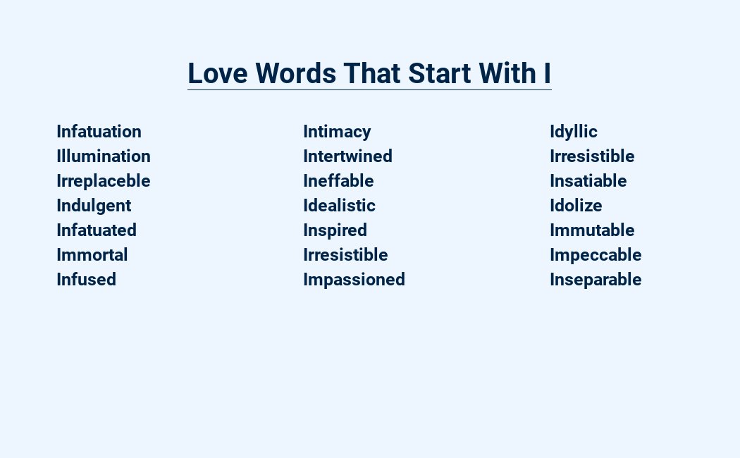 love words that start with i