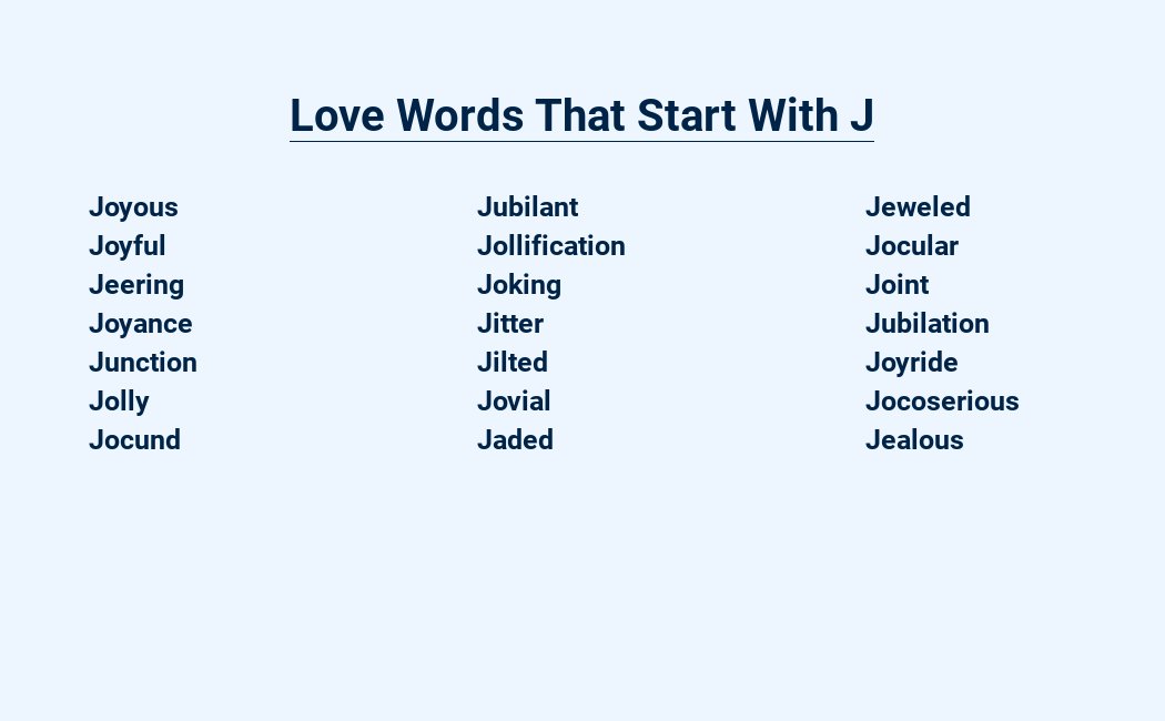 love words that start with j