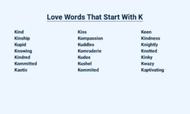 Love Words That Start With K – Kiss is the Key