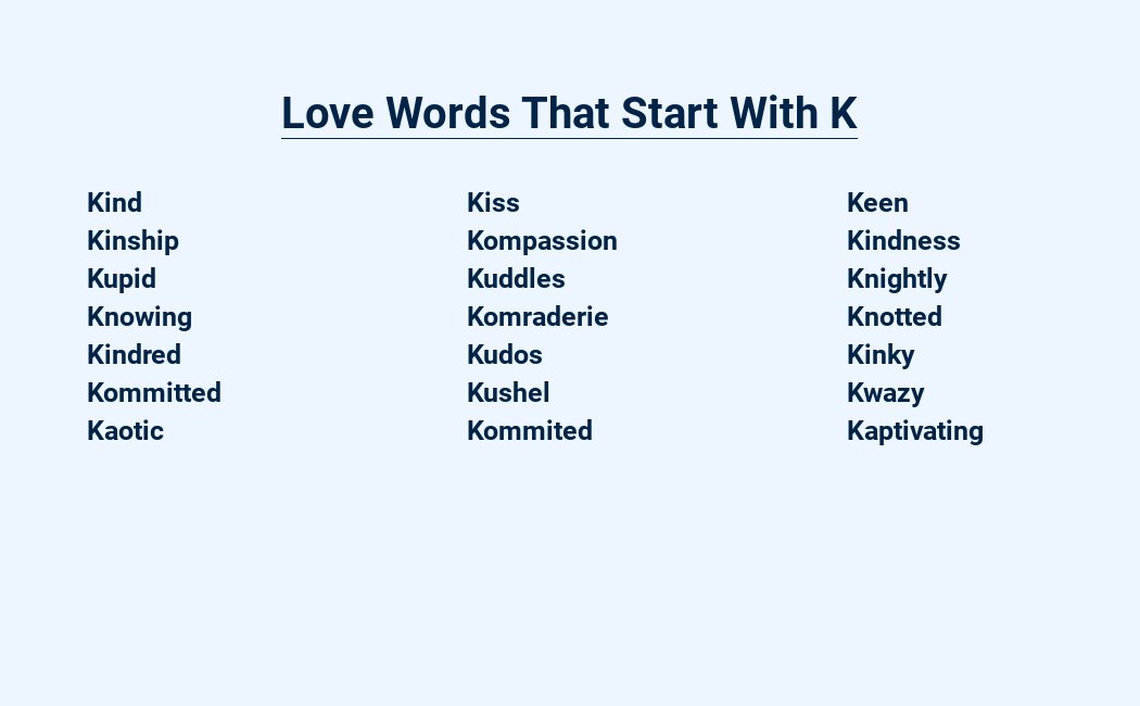 love words that start with k