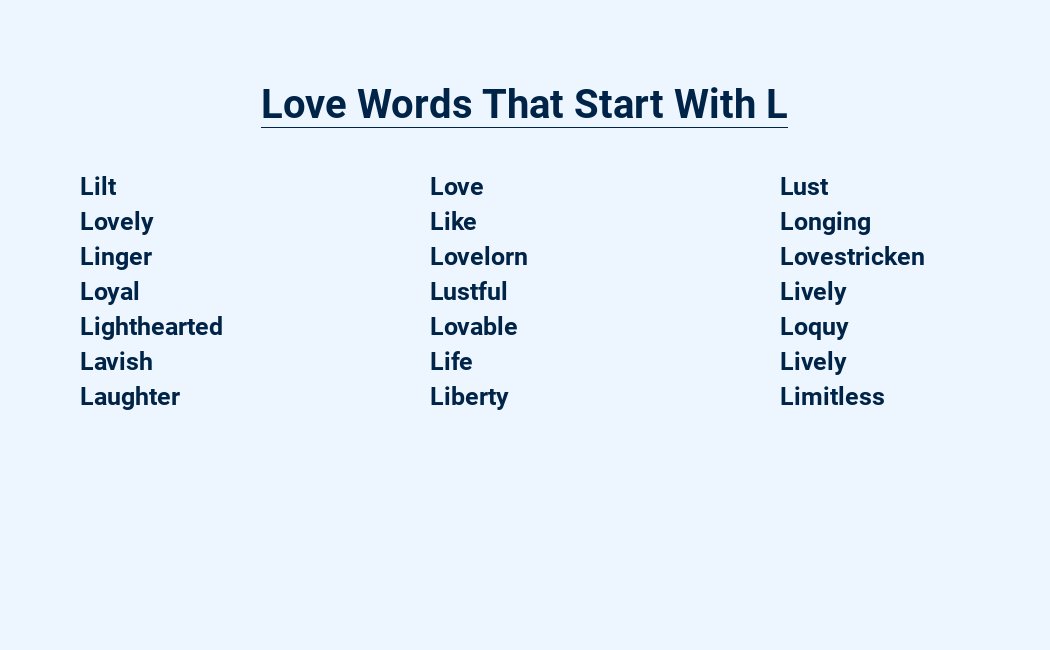 love words that start with l