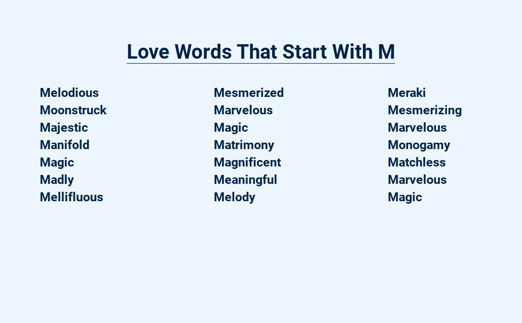 love words that start with m