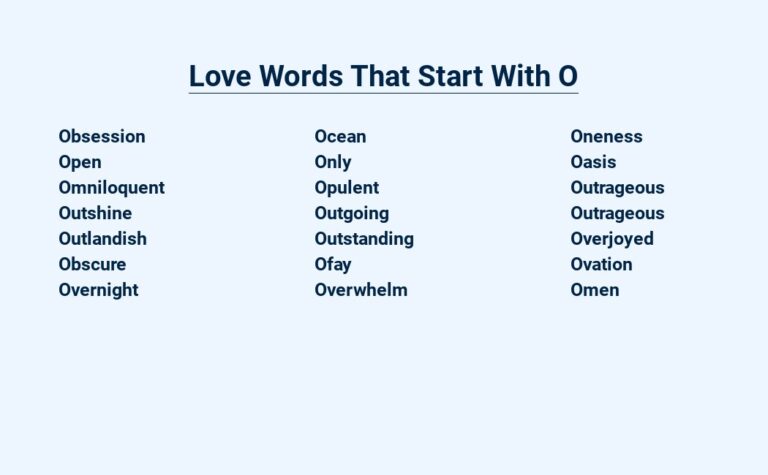 Read more about the article Love Words That Start With O – Optimize Your Vocabulary