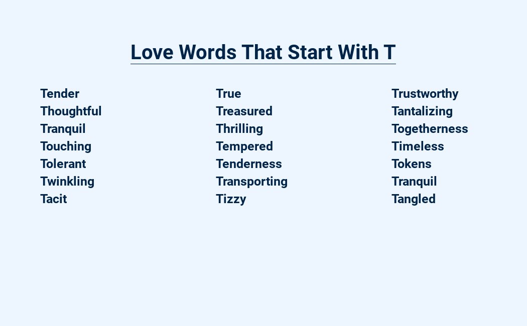 love words that start with t