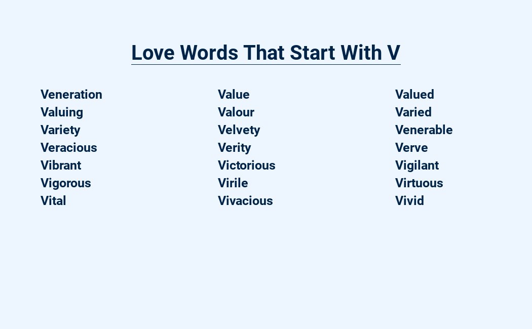 love words that start with v