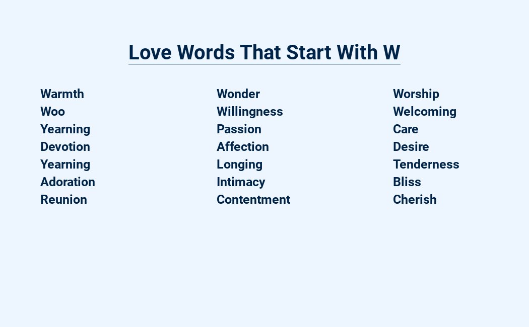 love words that start with w