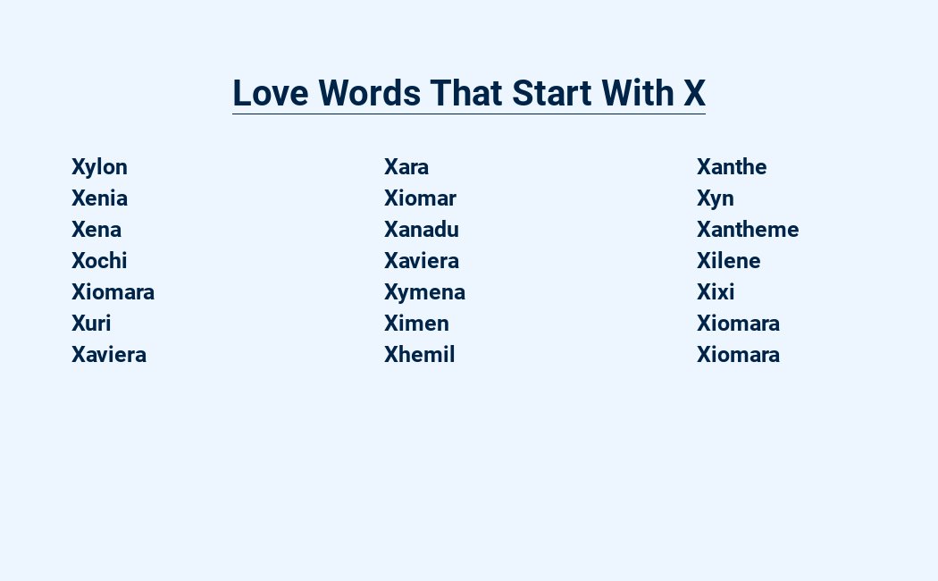 love words that start with x