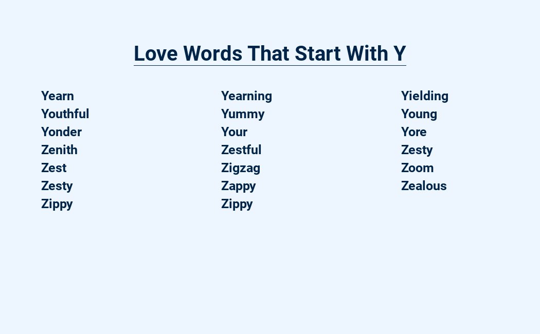 love words that start with y