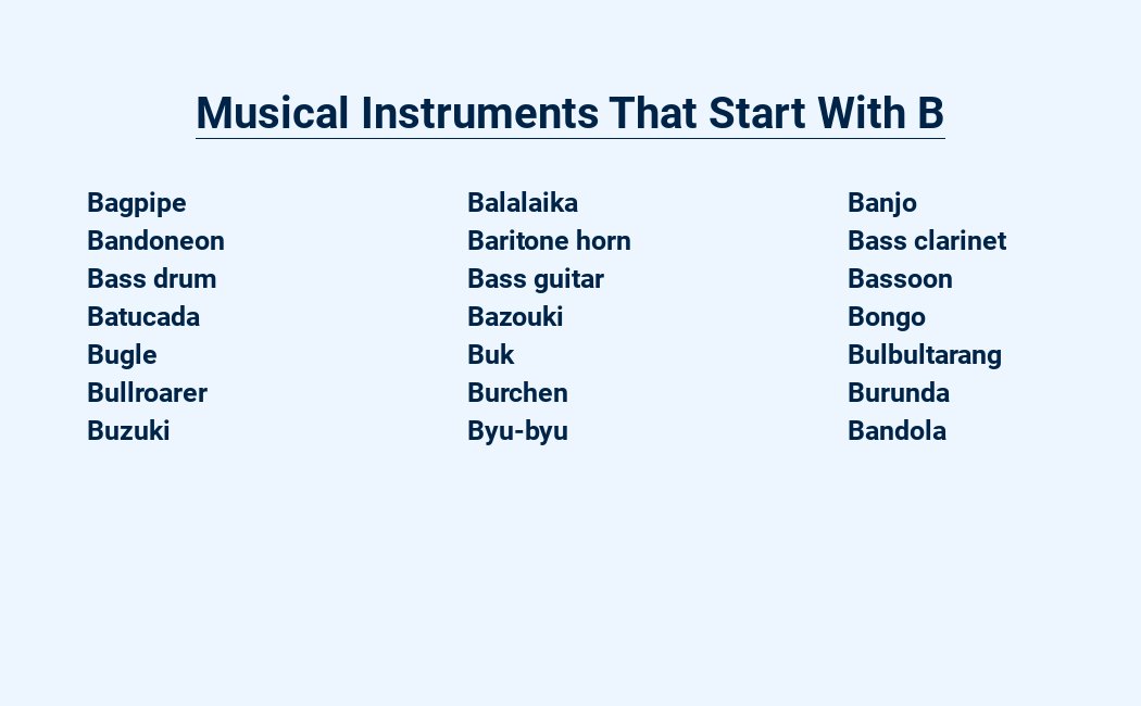 musical instruments that start with b