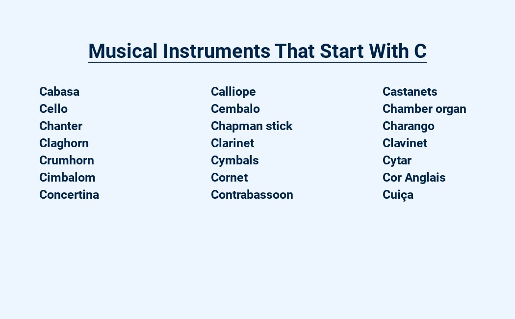 musical instruments that start with c