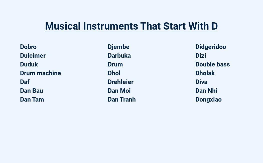 musical instruments that start with d